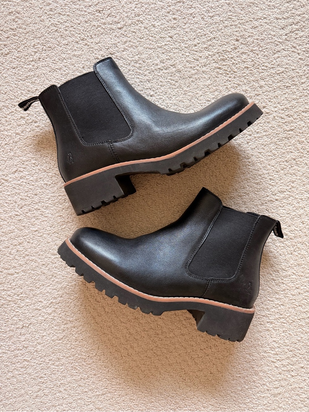 Hush Puppies Black Leather Ankle Booties